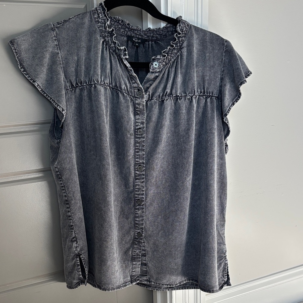 Rails Charcoal Ruffled Blouse